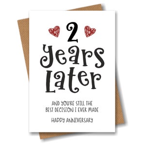 2 Years Anniversary Card – The Best Decision I Ever Made - Funny 2nd Year Card for Husband Wife Boyfriend Girlfriend