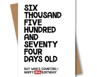 Funny Happy 18th Birthday Card 6574 Days Old but Who's - Etsy Canada Funny Happy 18th Birthday Card 6574 Days Old but Who's - Etsy Canada
