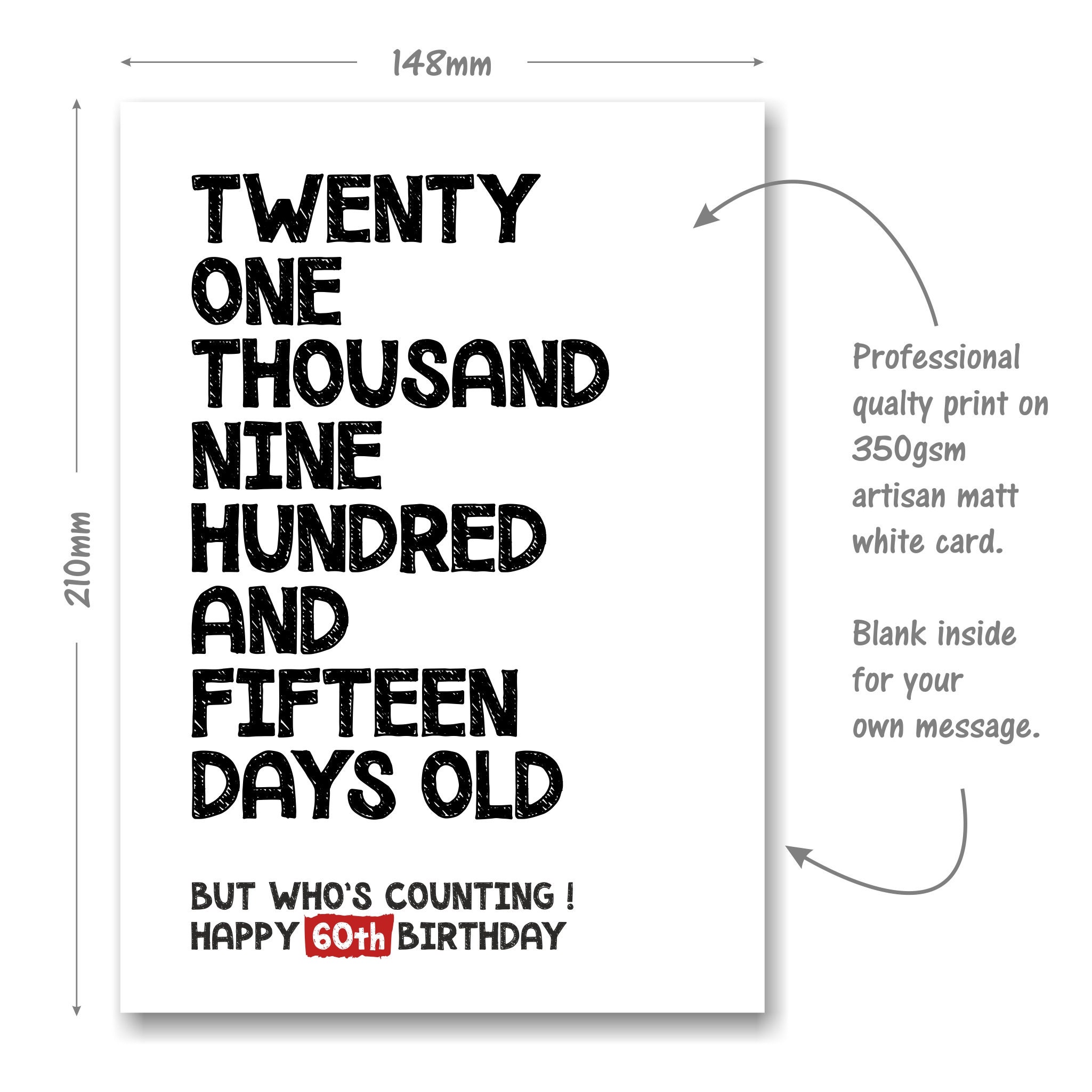 60th Birthday Card For Men Women Funny 60th Birthday Cards 2 thumbnail image
