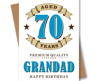 Happy 70th Birthday Card for Grandad - Aged 70 Years