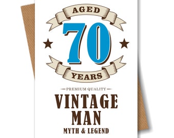 70th Birthday Card Vintage Age 70 Seventy Husband Brother Dad Men Grandad Grandpa Old