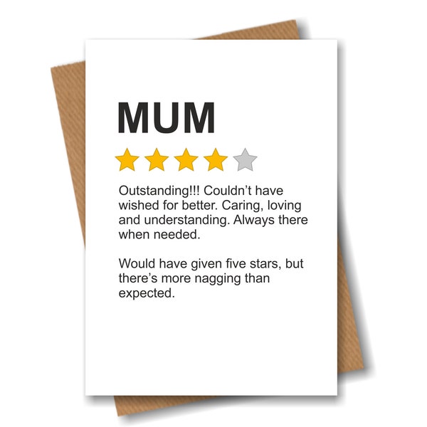 Funny Mothers Day Card for Mum - Product Star Rating Review
