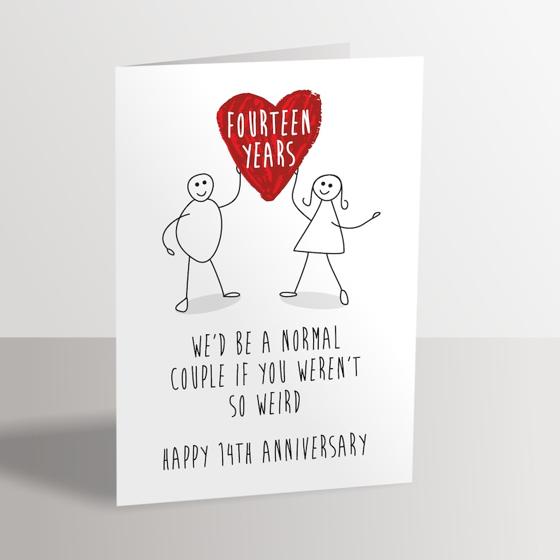 14th Anniversary Card Fourteen Year Love Heart image 2