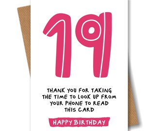 Carte du 19e anniversaire - Blague amusante pour un jeune de 19 ans