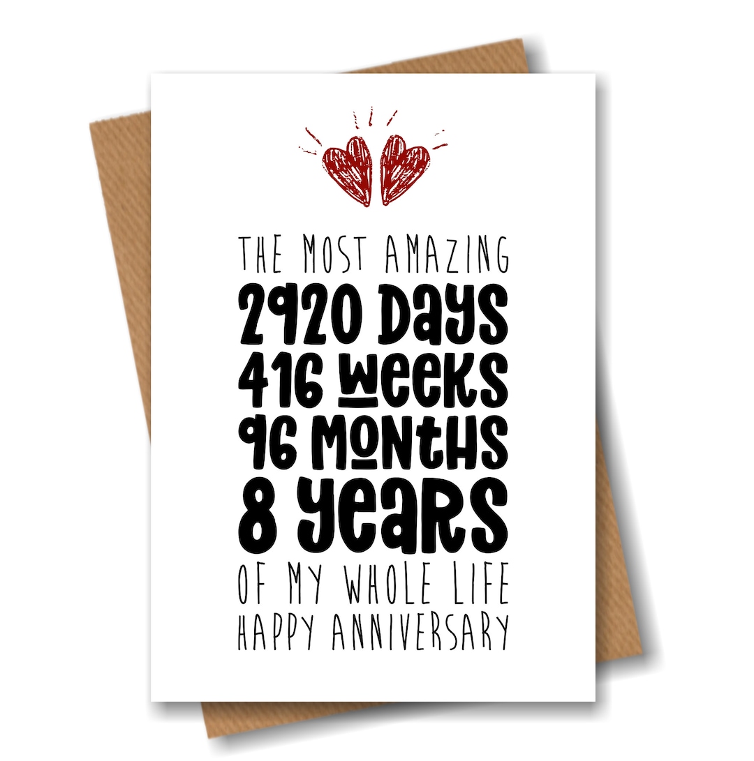 8th Anniversary Card – the Most Amazing Eight Years of My Life - Etsy