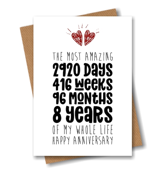 8th Anniversary Card – the Most Amazing Eight Years of My