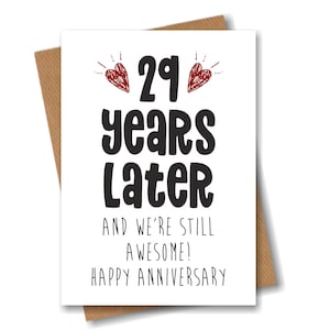 29th Anniversary Card - 29 Years Later and Still Awesome - 29th Wedding Anniversary Card for Husband Wife Boyfriend Girlfriend