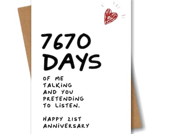 21st Anniversary Card 7670 Days of Me Talking Funny for - Etsy Denmark 21st Anniversary Card 7670 Days of Me Talking Funny for - Etsy Denmark