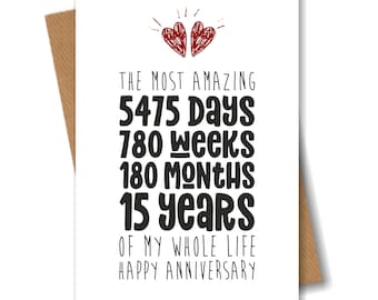 Hunts England 15. Hochzeitstag Karte – „To My Wonderful Wife“, 148x148 Mm, Blanko Innen