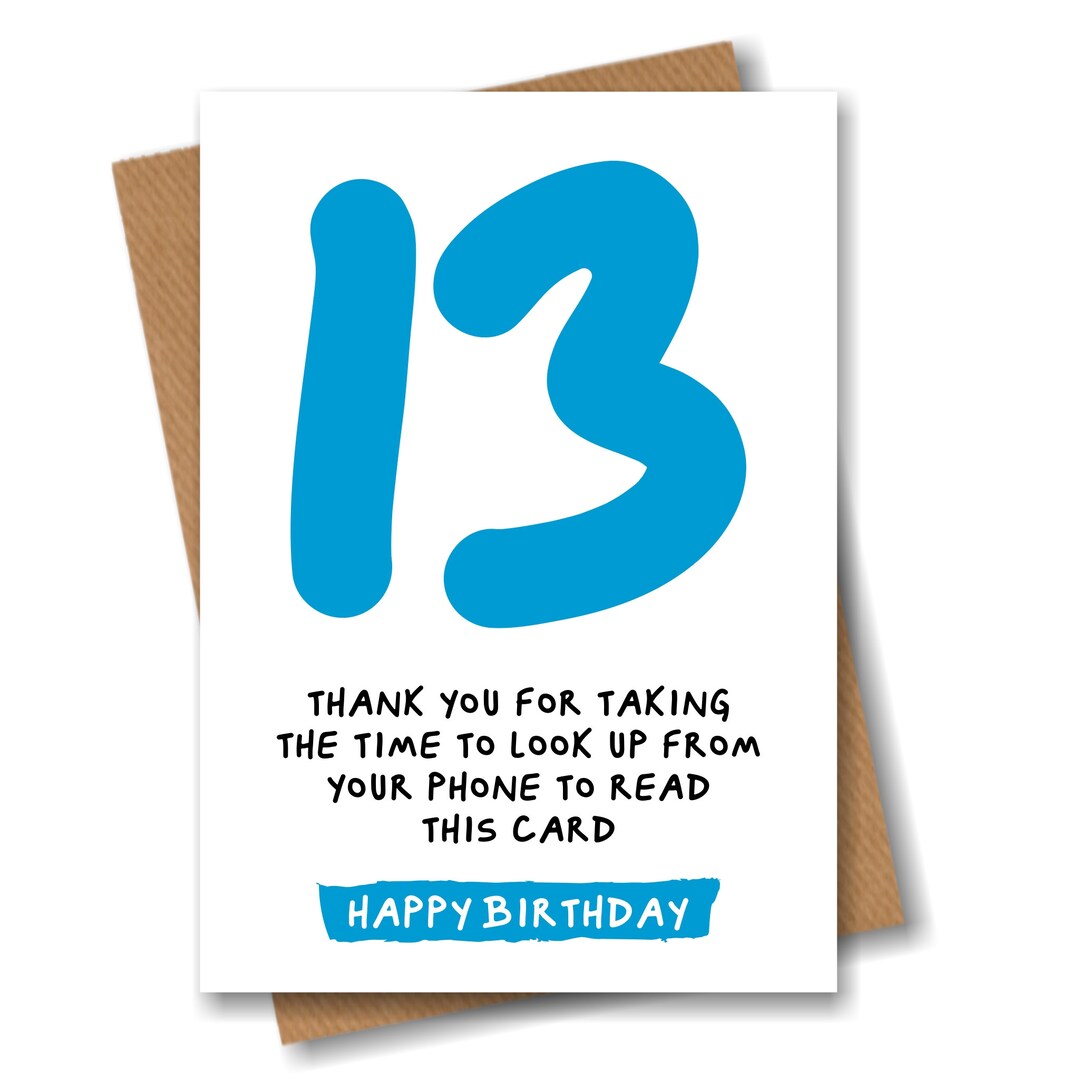 13th Birthday Card - Funny Joke for 13 Year Old - Etsy UK