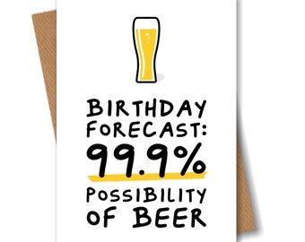 Funny Birthday Card - 99.9% Possibility of Beer - for Him Men Husband Boyfriend Brother Dad Son