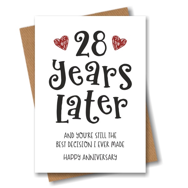 28 Year Anniversary Card - The Best Decision I Ever Made - Funny 28th Year Card for Husband Wife Boyfriend Girlfriend