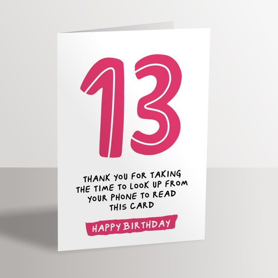 13th Birthday Card Funny Joke for 13 Year Old - Etsy UK 13th Birthday Card Funny Joke for 13 Year Old - Etsy UK