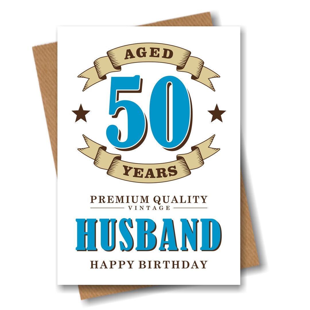 Happy 50th Birthday Card for Husband - Aged 50 Years - Etsy UK