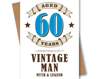60th Birthday Card Vintage Age 60 Sixty Husband Brother Dad Men Grandad Grandpa Old