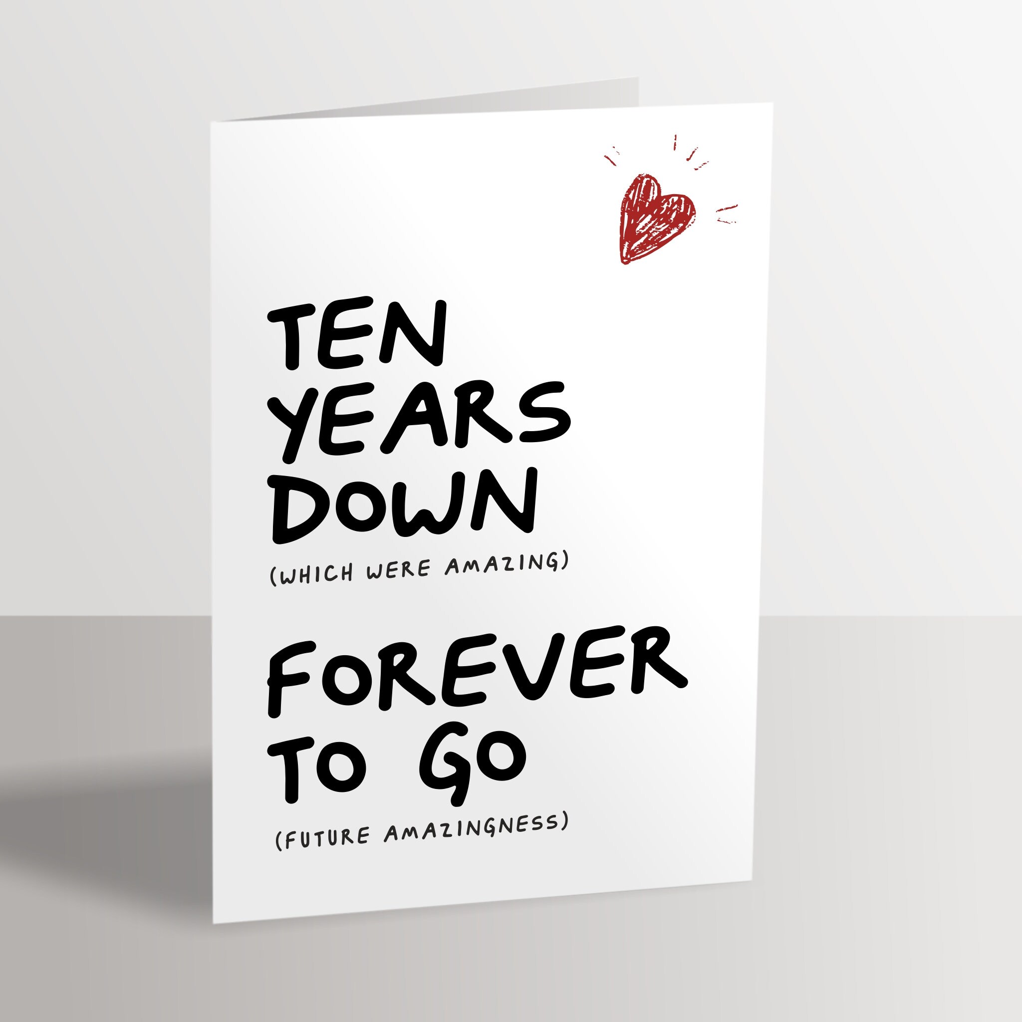 10th Anniversary Card Ten Years Down Forever to Go 10 Year | Etsy