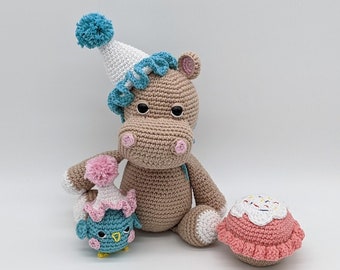 Nilpferd und Vogel, gestricktes Nilpferd, Geburtstagsgeschenk, gestrickter Vogel, Stofftiere, Kinderzimmer Dekor, Hippo, Hippo amigurumi