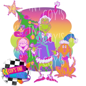 90s Lisa frank inspired Christmas, Holiday rainbow movie, millennial PNG file *digital* only