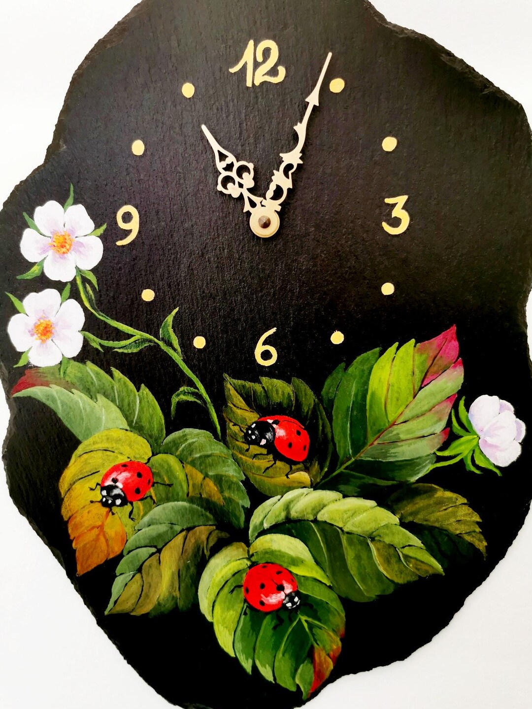 Ladybirds - Hand Painted Unique Slate Wall Clock - Etsy