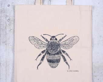 Canvas shopper bag with Bee Lino Print
