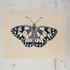 Marbled White Butterfly Lino Print