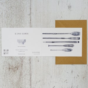 Oars and Paddles, A6 Lino Print Greeting Card image 3