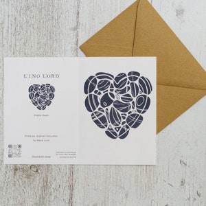 Pebble Heart, A5 Lino Print Greeting Card image 2