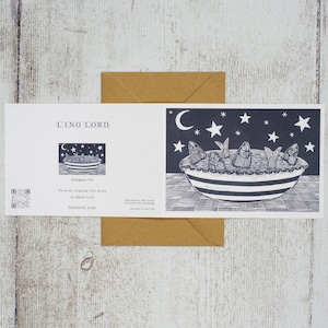 Stargazy pie, A5 Lino Print Greeting Card image 3