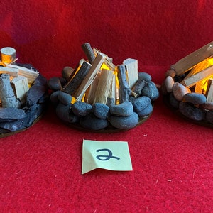 1:12 Miniature Dollhouse Fire Pit with lighted fire, 5 stools, 2 hot dogs and 2 marshmallows