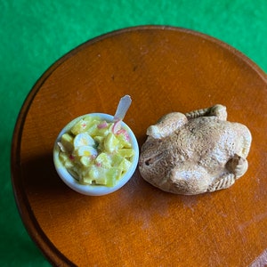 1:12 Miniature Dollhouse Baked Chicken and Potato Salad