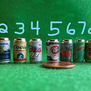 1:12 Miniature Dollhouse Soda and Beer Cans 3 of the same brand in 1 order