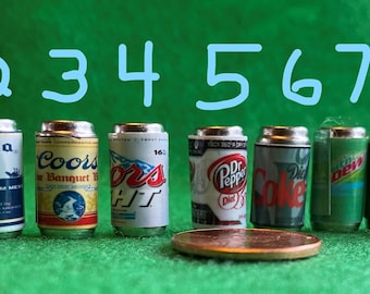 1:12 Miniature Dollhouse Soda and Beer Cans