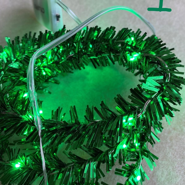 1:12 miniature dollhouse St. Patrick's Day Garland Decoration with Battery Lights.  All green lights