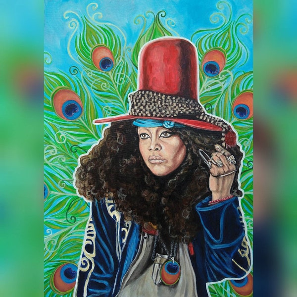 Erykah Badu Grußkarte, Postkarte, Kunstkarte, Postkarte, Artcard, A6 Hochglanz