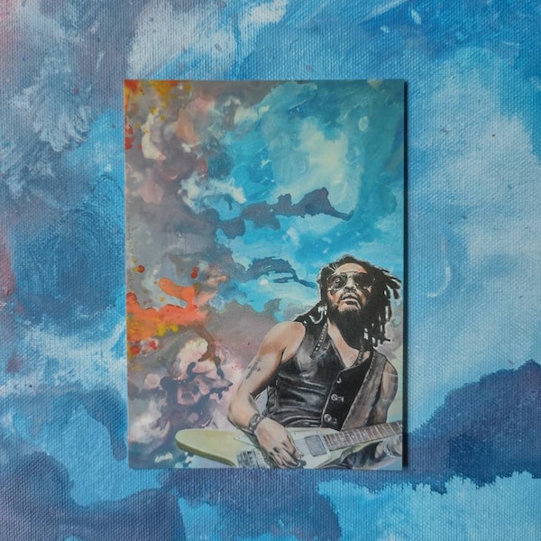 Rockstar Lenny Kravitz Postkarte, Kunstkarte, Artcard, Grußkarte, A6, Hochglanz