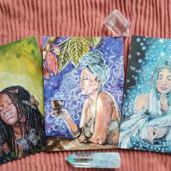 3er Set Kunstkarten ~ Divine Feminine ~ , Grußkarten, Postkarten, Artcards, A6 Hochglanz