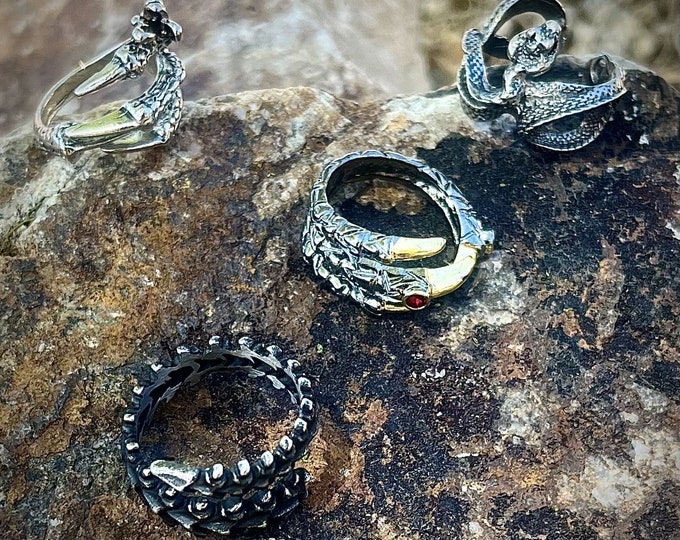 Gothic Jewelry, Gothic Rings, Dragon Rings, Gothic Snake, Centipede Ring, Goth Jewelry, Adjustable Rings, BlueMidnightBySusan