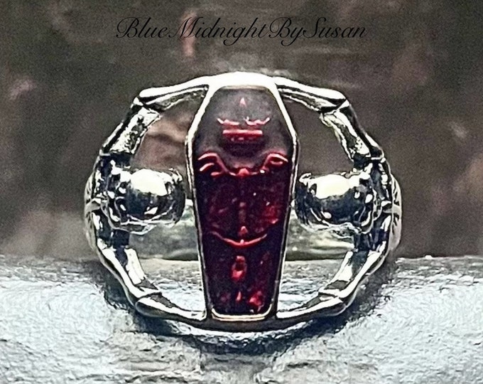 Bijoux gothiques, Bijoux de cercueil, Bague cercueil, Rouge sang, Bijoux de vampire, Bijoux gothiques, BlueMidnightBySusan