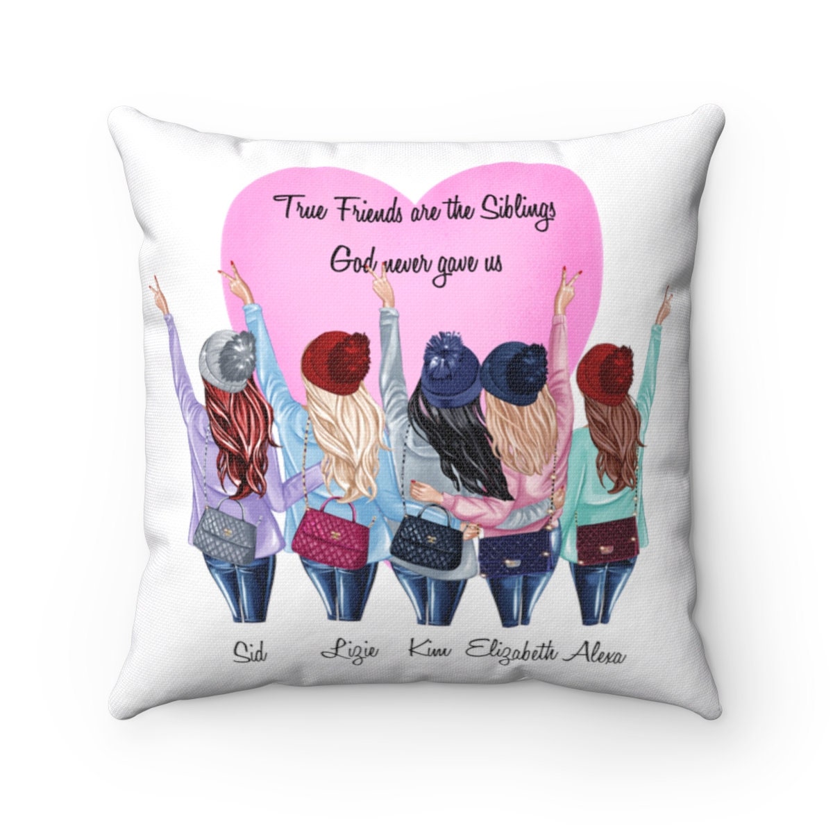 Personalized 5 Best Friends Square Pillow&case Etsy Australia
