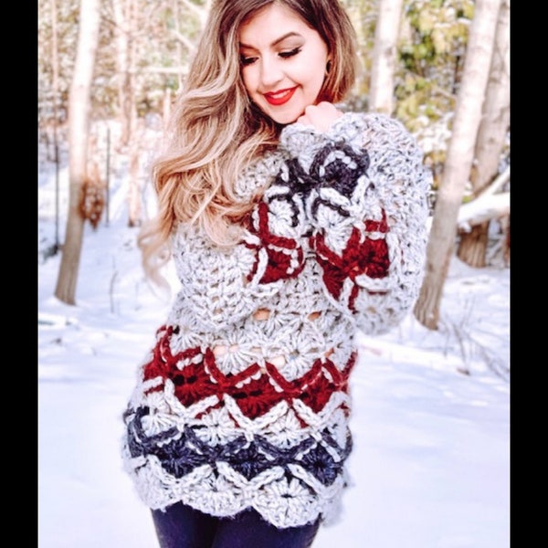 Winter Getaway Sweater - Crochet Pattern | Modern Crochet Pattern | Size Inclusive Crochet Pattern | Holiday Style Crochet Pattern