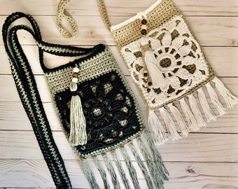 Crochet Pattern, Boho Crochet, Crochet Purse, Crochet Motif, Bohemian Crochet, Boho Pattern | Day Tripper Crossbody Bag Crochet Pattern
