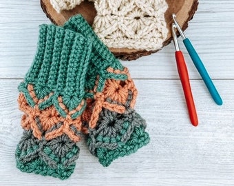 Crochet Gloves Pattern, Crochet Mitten Pattern, Ladies Gloves Pattern, Kids Gloves Pattern | Sugar Maple Fingerless Gloves Crochet Pattern