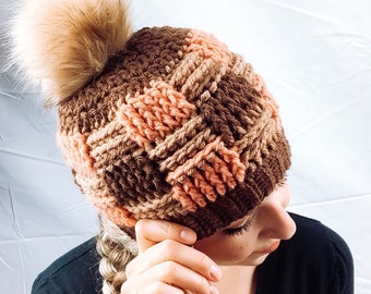 Chunky Checkers Beanie & Bun Beanie - Crochet Pattern