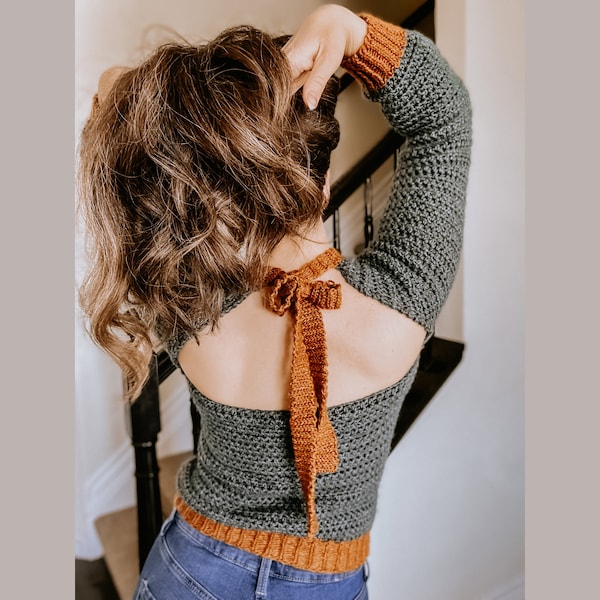 Callista Sweater Crochet Pattern, modern crochet, ladies pattern, size inclusive, worsted weight, crop sweater, Lambent Crochet, spring, pdf