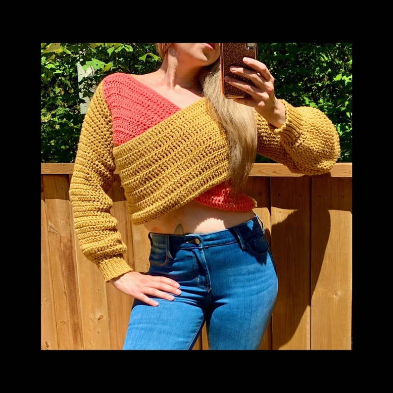 Modern Crochet Top Pattern, Crochet Sweater Pattern, Plus Size Crochet Pattern, Size Inclusive, Fall Crochet Pattern Meraki Crop Sweater image 1