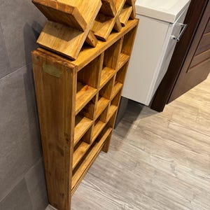 Wooden tic-tac-toe shelf - magazine rack - original toilet paper holder - playful toilet decor - handmade roll storage image 7