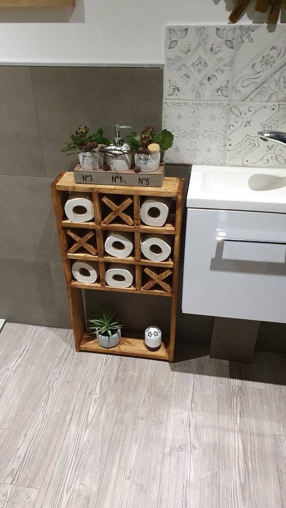 étagère bois "Morpion" pour papier toilette