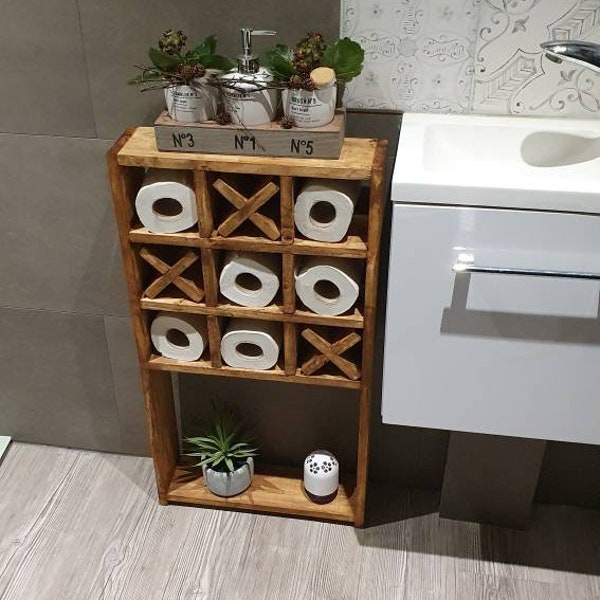 étagère bois "Morpion" pour papier toilette