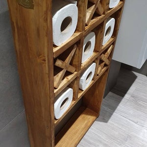 Wooden "Tic-Tac-Toe" shelf for toilet paper Teintée