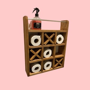 Wooden shelf for toilet paper rolls &quot;Tic-Tac-Toe&quot;